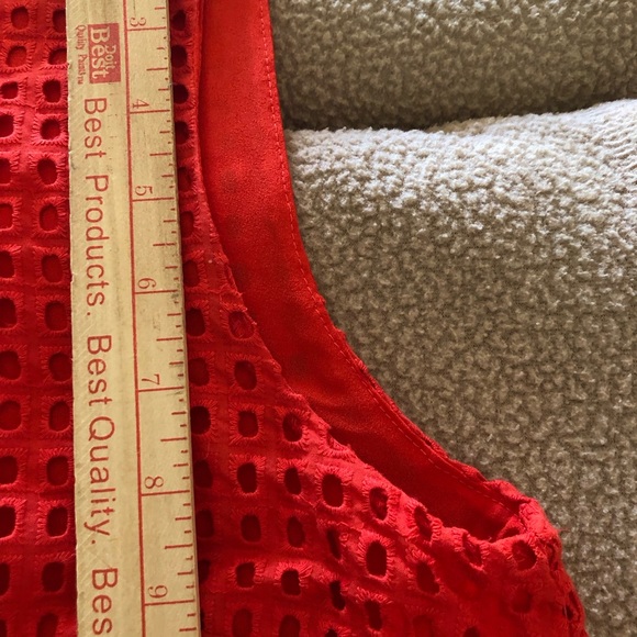 J . Crew Woman’s Size 12 Poppy Red eyelet top - Picture 10 of 15